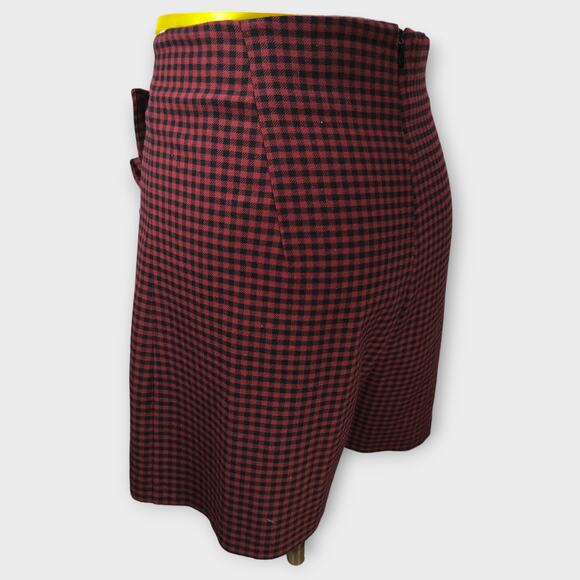 Zara Women Plaid Ruffled Split Skort Size L Burgundy/Black Size Large - Picture 4 of 6
